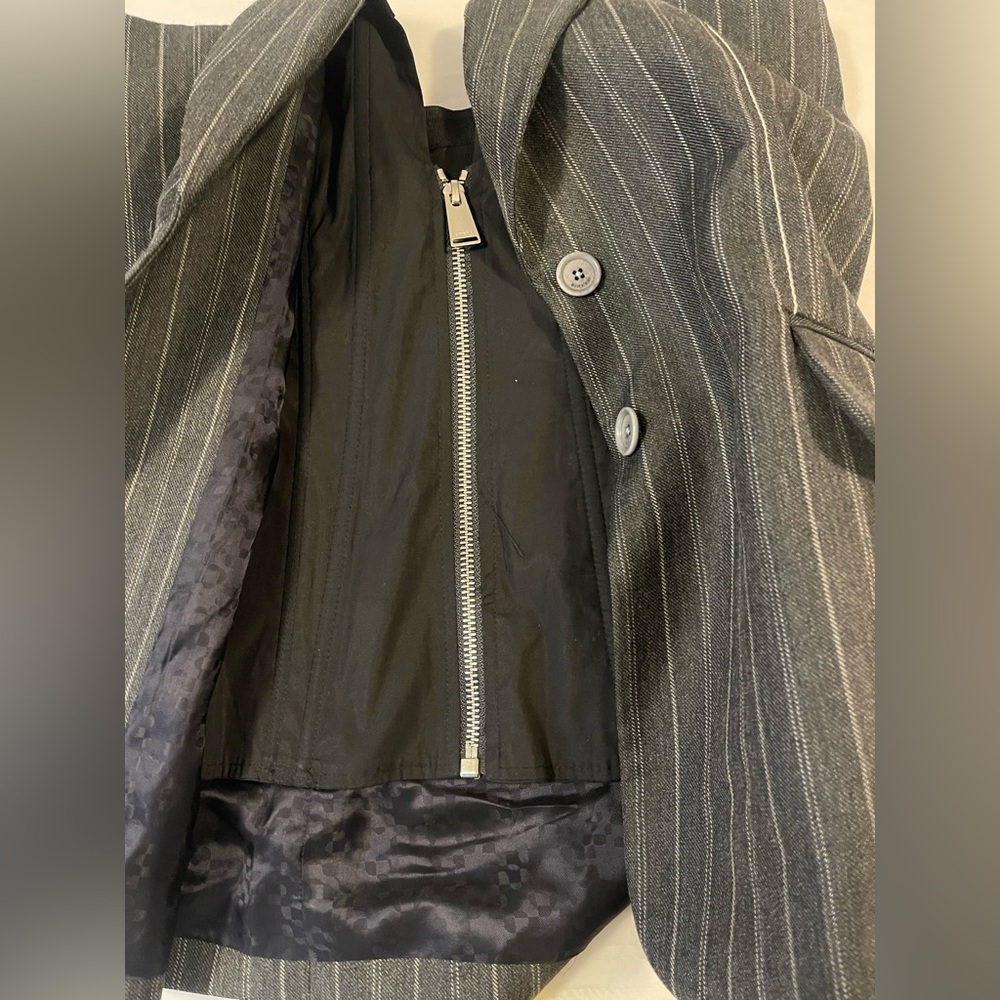 NWOT: SIMKHAI Gray Pinstripe Bustier Strapless Top Size 10 - Picture 9 of 13